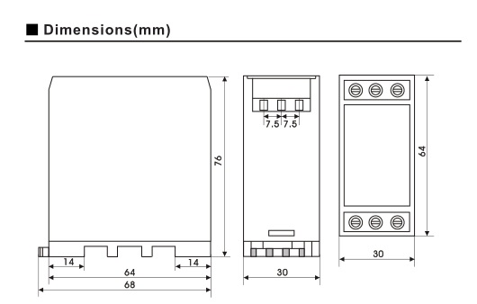Ventila o × do × 30 do relé de monitoração SVR-W da tensão de fase 250VAC monofásica 68 76 milímetros